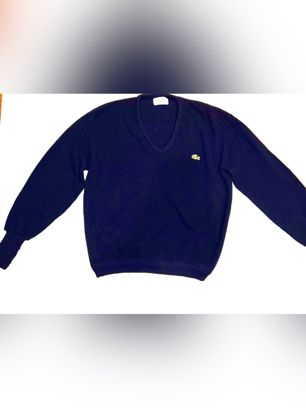 Lacoste Men's Dark Blue V-Neck Sweater with Crocodile Logo
